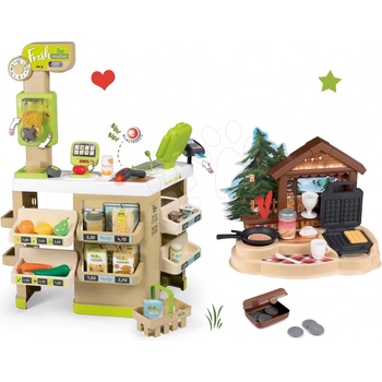 Smoby Organic Fresh Market set obchod Ovocie-Zelenina s vaflovačom v kuchynke na horskej chate SM350227-1