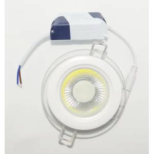  Led cob луничка за вграждане - кръг, 6w бяла светлина с led драйвер