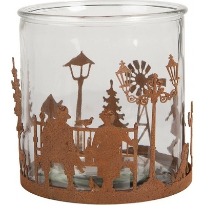 Rezavý kovový vánoční svícen Brocante rust - Ø 15*15 cm - Clayre & Eef