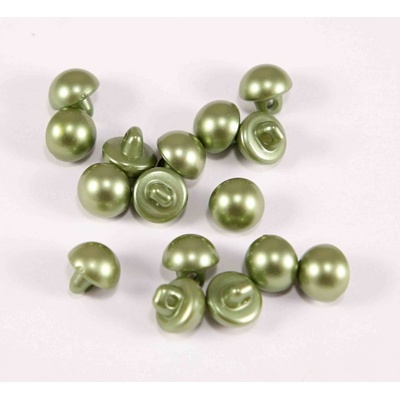Gombík perlička so spodným prišitím - khaki - priemer 1,1 cm