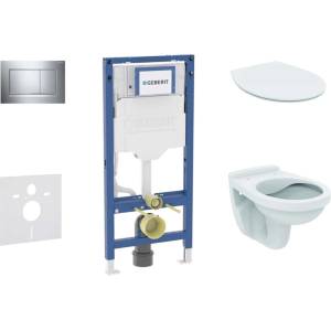 Geberit Duofix - Комплект за стенен монтаж, Alpha тоалетна и softclose седалка, бутон Sigma20, хром SANI11CD1105 (SANI11CD1105)