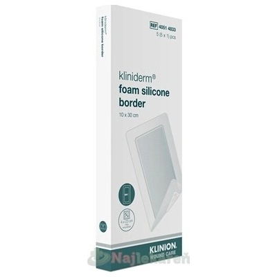 Kliniderm foam silicon border krytie penové silikónové sterilné 10 x 30 cm 5 ks