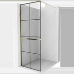 Mexen Kioto+ душ стена с рафт Walk-in 80 x 200 см, черна решетка, златна - 800-080-121-50-77 (800-080-121-50-77)