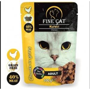 Fine Cat Adult Pouch Chicken 100gr - Беззърнен пауч с пилешко месо 100гр