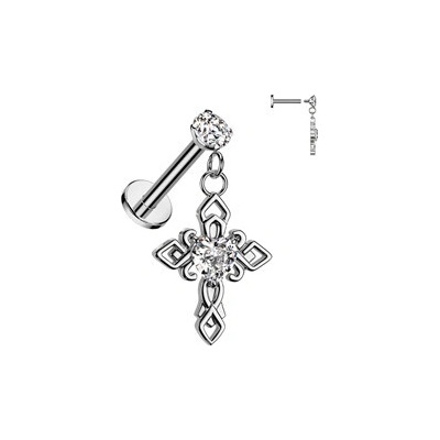 Šperky4U piercing do brady křížek LB044-ST