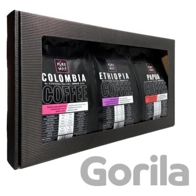 Pure Way Darčekový set odrodových káv Papua Colombia Ethiopia 3 x 200 g