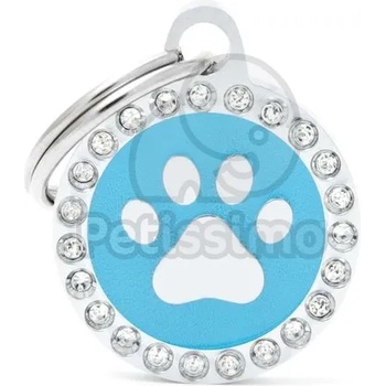 Image 1 of My Family адресник - Блестящ, закръглен с лапички синя