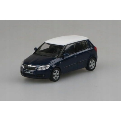 Škoda Fabia II 2006 Modrá Storm Metalíza/Biela strecha ABREX 1:43
