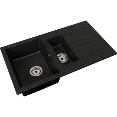 DobreSny Granitový dřez Atena černý s texturou žuly