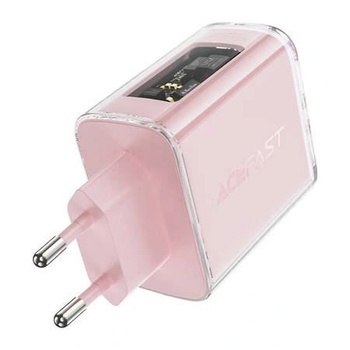 ACEFAST Мрежово зарядно устройство GaN, Acefast Exploration, 2 USB-C порта, 1 USB-A порт, PD65W, розово (A45 Cherry blossom)
