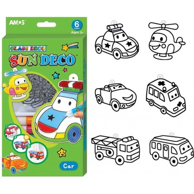 Barvy na sklo sada 6 barev 10,5 ml + 6 sklíček Auto