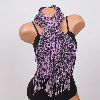 Image 1 of Моден дамски шал във виолетово-лилаво с леопардов десен