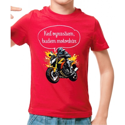 Fajntričko Kids detské tričko Keď vyrastiem, budem motorkár červená
