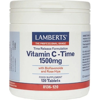 Image 1 of LAMBERTS Хранителна добавка Витамин C с постепенно освобождаване 1500 мг, Lamberts Vitamin C Time Release 1500mg 120 tabs