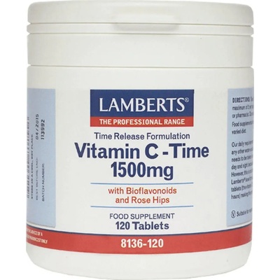 LAMBERTS Хранителна добавка Витамин C с постепенно освобождаване 1500 мг, Lamberts Vitamin C Time Release 1500mg 120 tabs