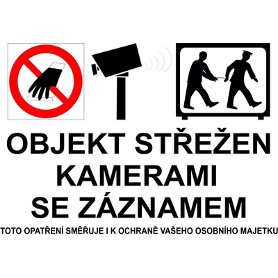 Walteco Objekt střežen kamerami se záznamem 210x148mm, formát A5, samolepka , 20057
