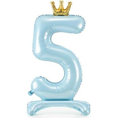 Partydeco Fóliový balónek č. 5 stojící 84cm modrý
