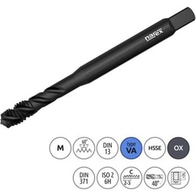 Narex Ždánice 041537132080000 - Závitník strojní M 8,0 x 1,25mm šroubovice 40° typ 3044 kód 2290 OX lícování ISO2 (6H) DIN 371