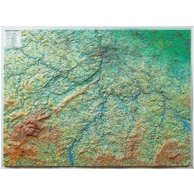 Okolí Prahy - nástěnná plastická mapa Varianta: bez rámu, Provedení: plastická mapa