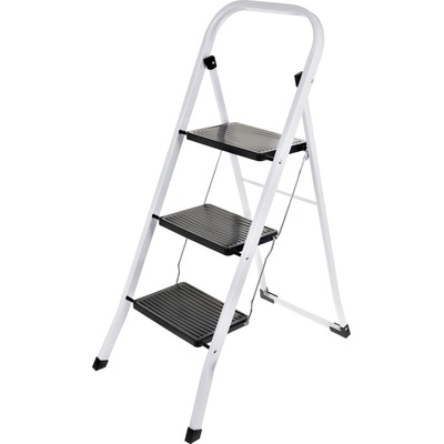 HOMESTYLING Schůdky ocelové 3 nášlapy bílá / černá KO-C80001240