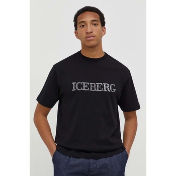 Iceberg Памучна тениска Iceberg в черно с принт (F075.6307)