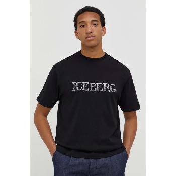 Iceberg Памучна тениска Iceberg в черно с принт (F075.6307)