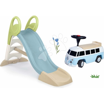 Smoby Set šmykľavka a vodnou hrou a odrážadlo minibus so zvukom Toboggan GM Slide Life dĺžka šmyku 150 cm