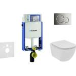 Geberit Kombifix - Комплект от предстена инсталация, тоалетна чиния и седалка Ideal Standard Tesi, бутони Sigma01, Rimless, SoftClose, лъскав хром 110.302. 00.5 NE2 (110.302.00.5 NE2)