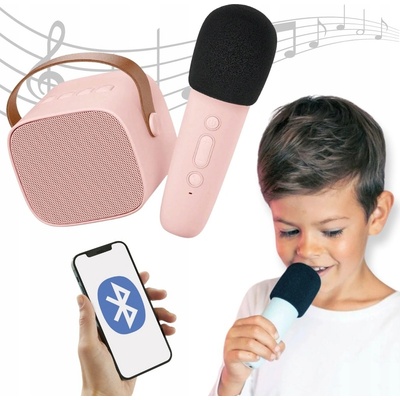 Karaoke set Lalarma ružový reproduktor s bezdrôtovým mikrofónom