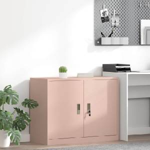 vidaXL Шкаф за съхранение Розово 90 x 40 x 70 cm Стомана (891635)