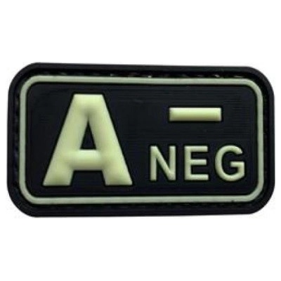 ARMED PATCHES PVC nášivka krevní skupina A NEG, Svítící – Zboží Dáma