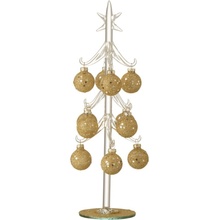 Skleněný stromek se zlatými koulemi Baubles Stars Medium 12*12*30 cm