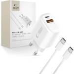 Tech-Protect nca45w-gan 2-port network charger pd 45w / qc3.0 + type-c cable white (5906302352814)