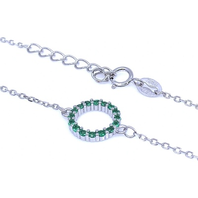 Jan Kos jewellery Stříbrný náramek se zeleným kamenem MHT-59