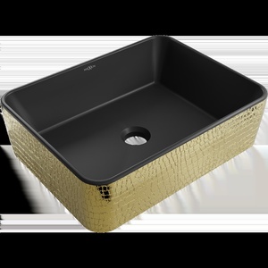 Mexen Catia мивка върху плот 48 x 37 см, черна матова/златен модел люспи - 21314878 (21314878)