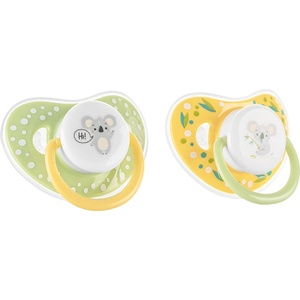 Lorelli Силиконови залъгалки Lorelli Baby Care - С капаче, 6м+, 2 броя, Yellow/Green (10220760003) - ozone