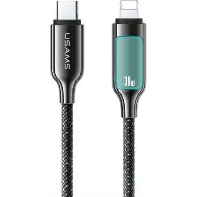 Usams SJ749 opletený nabíjecí a datový s podsvícením USB-C na Lightning 1,2m černý