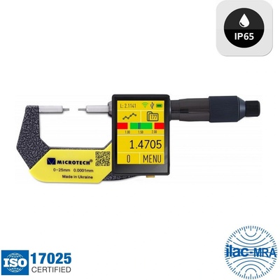 Microtech Electronic Дигитален микрометър с малки наковални Microtech SMALL TIP DataMet - 0-25 мм, 0, 0001 мм (110650258)