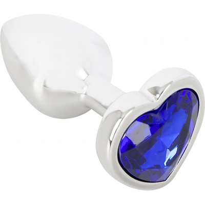 Magic Shiver - метален анален плъг с камък (син)
