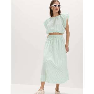 Marks & Spencer Раирана миди кръгла пола от чист памук Marks & Spencer зелена Marks & Spencer | Zelen | ЖЕНИ | 10 REG