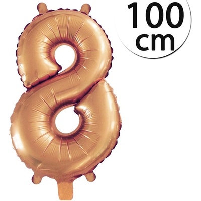 FUN RAG 8Bronze 222486 Héliový balón fóliový číslo 8 bronzová 100 cm