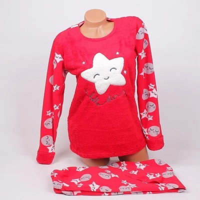 Дамска поларена пижама в червено със звезда