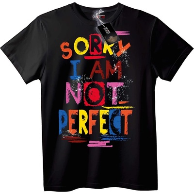 NOONEBRAND Тениска Съжалявам, че не съм перфектен - XXS, Black