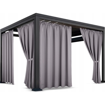 Záves so zavesením na tunel nepremokavý na terasu/altánok v svetlo sivej farbe so stuhou na uviazanie sivá Šírka 155 cm | Dĺžka 220 cm