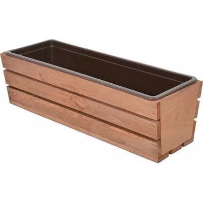 Rojaplast Truhlík modern 51 cm s plastovým květináčem hnědý – Hledejceny.cz