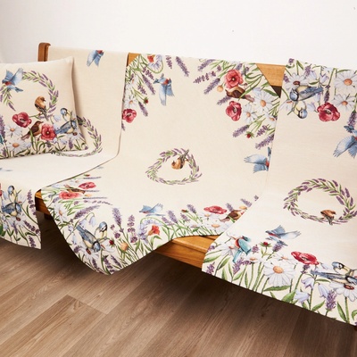 Tegatex Gobelínový ubrus luční květy s ptáčky 40x100 cm