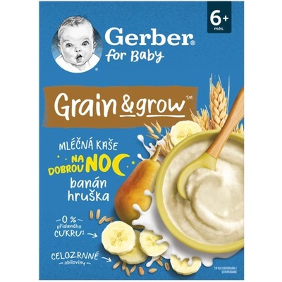 GERBER млечна каша пшенично-овесена банан и круша 200 г, 6+
