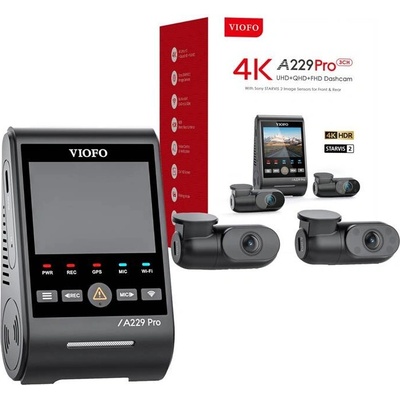 VIOFO VIOFO A229 PRO видеорегистратор, 3CH, 4K + 2K + 1080P WiFi, GPS, черен (A229 Pro 3CH)