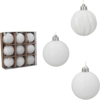 Pro-Tech shop Sada 9 vianočných gúľ 6cm biela 69519