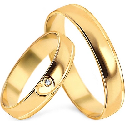 iZlato Forever Romantické snubní prstýnky se srdíčkem a zirkonem STOB326